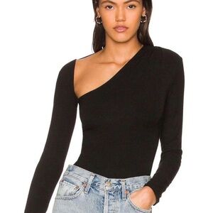 ASTR the label Della Bodysuit - Black One-Shoulder Long-Sleeve Women's Top